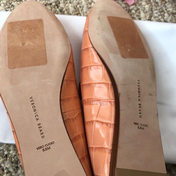 Veronica Beard Camel Croc-Embossed Flats - Picture 10 of 13